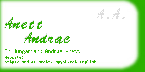 anett andrae business card